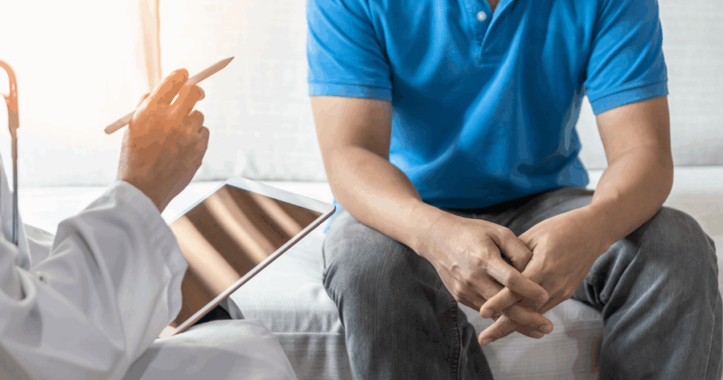 Las Vegas Men’s Health Clinic: Why Personalized Care Matters for TRT and Hormone Therapy 1 Male patient discussing personalized testosterone therapy options with a doctor at a Las Vegas men’s health clinic